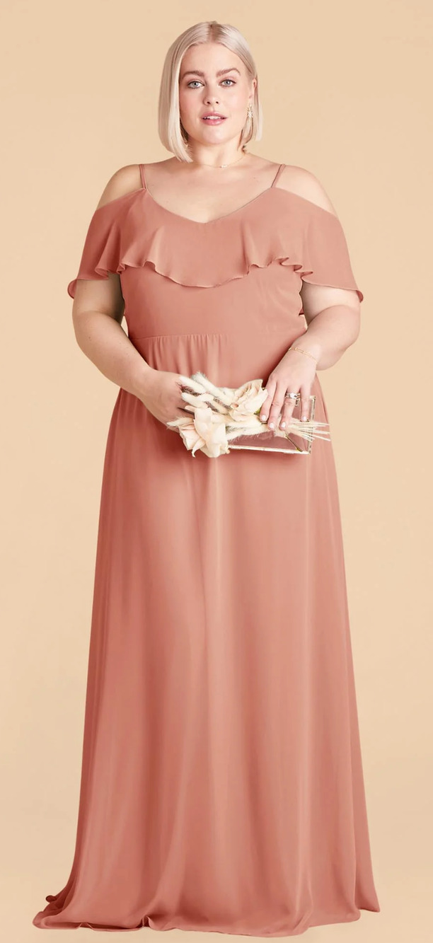 Birdy Grey Jane Convertible Dress Chiffon Womens 2X Dusty Rose Bridesmaid Flawed